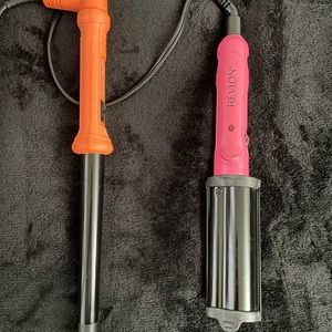 HerStyler Barrel Hair Curler Wand & Revlon Pro Salon Waver Crimper Hot Tools